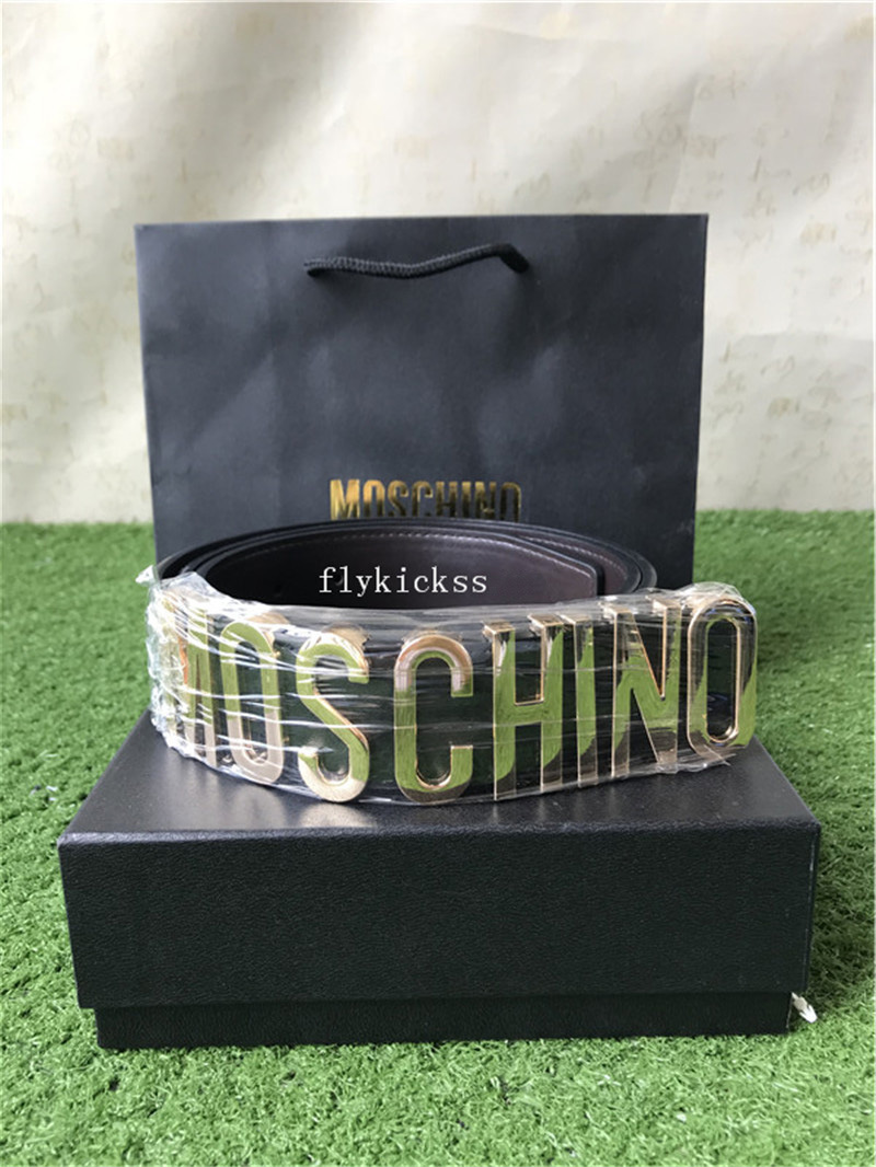 Moschino Brand Belt Black Leather